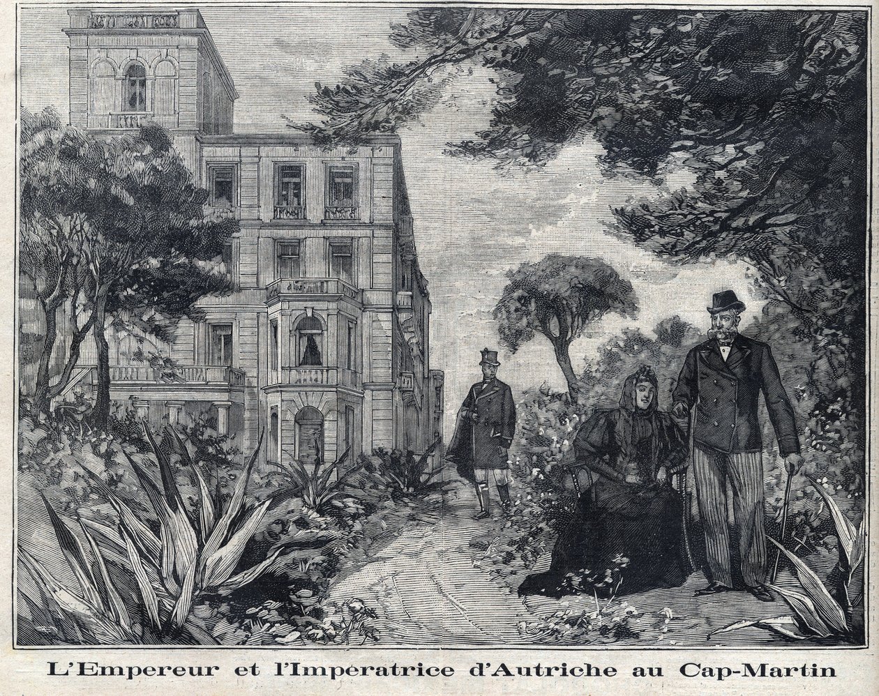 Kejser Francois Joseph I af Østrig (1830-1916) og kejser af Østrig Elisabeth Amelie af Wittelsbach kendt som Sissi (1837-1898) ved Cap Martin i Alpes-Maritimes-regionen i Provence-Alpes-Cote d