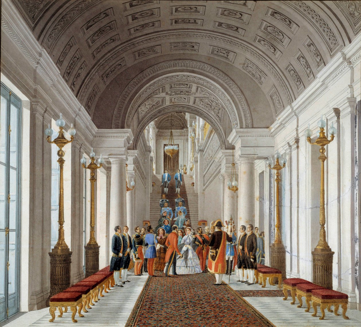 Kejser Napoleon III (1808-1873) og Impress Eugenie (1826-1920) på Tuileries Anonym maleri omkring 1860. Paris, dekorativ kunst af French School