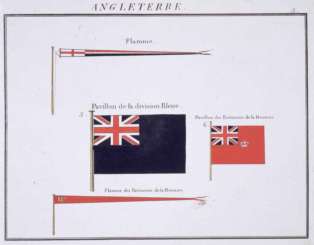 Engelske flag, fra en fransk bog med flag, ca. 1819 af French School