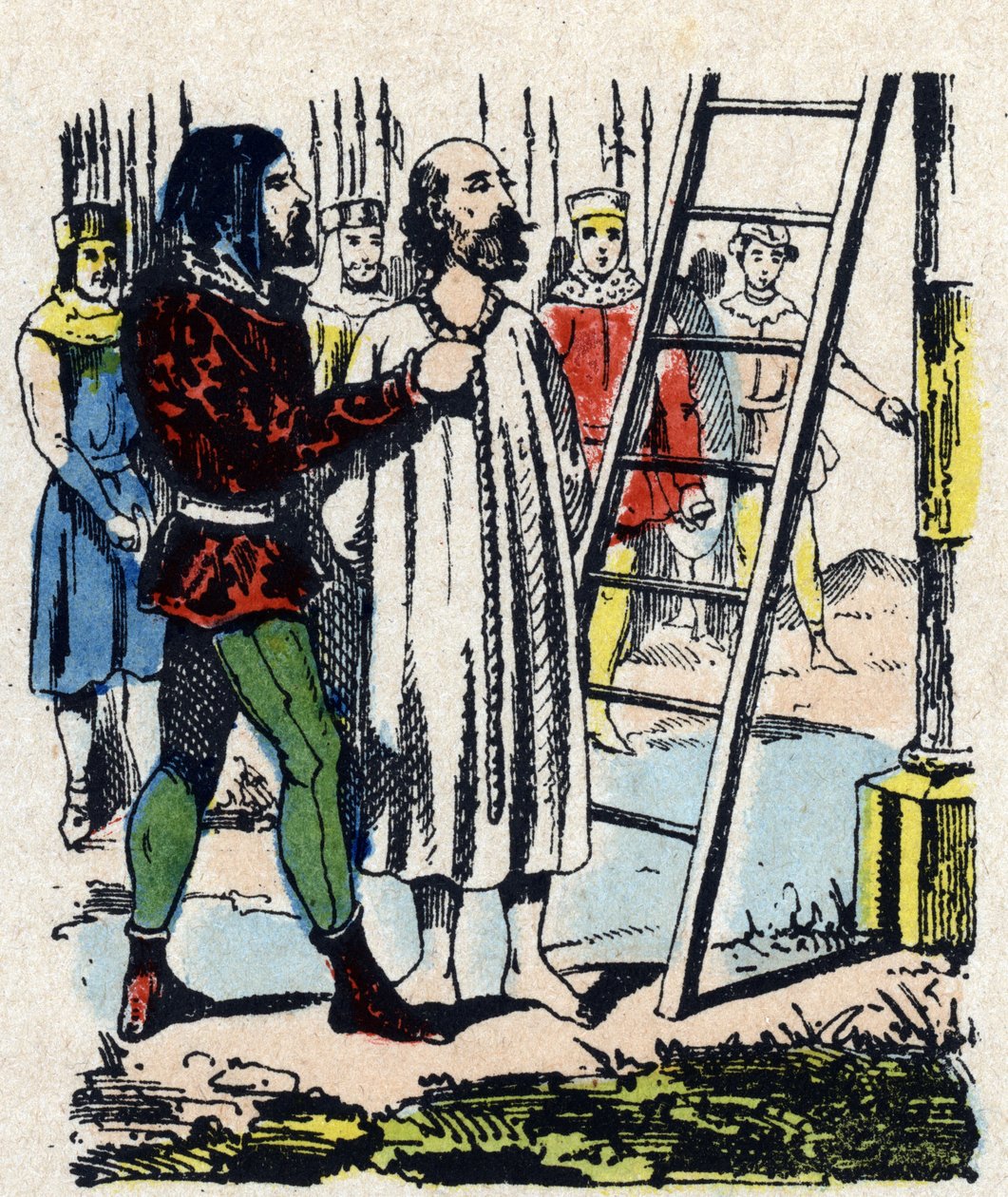 Enguerrand de Marigny (1260-1315) fordømt af en kommission genforenet i Vincennes, blev hængt i Montfaucon gibet han havde eriger - Da Philippe IV dør, bliver hans upopulære minister, Enguerrand de Marigny, anklaget (uretfærdigt) for forskellige forbrydels af French School