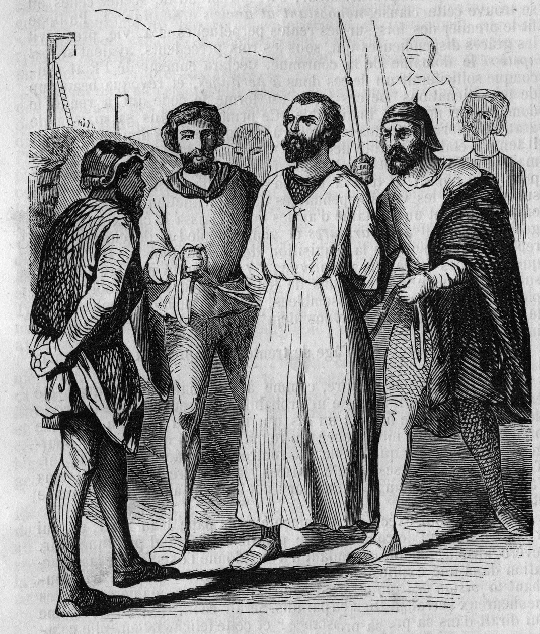 Enguerrand de Marigny kammerherre og minister for kong Filip IV Belen marcherer til tortur i 1315. Indgravering af det 19. århundrede. af French School