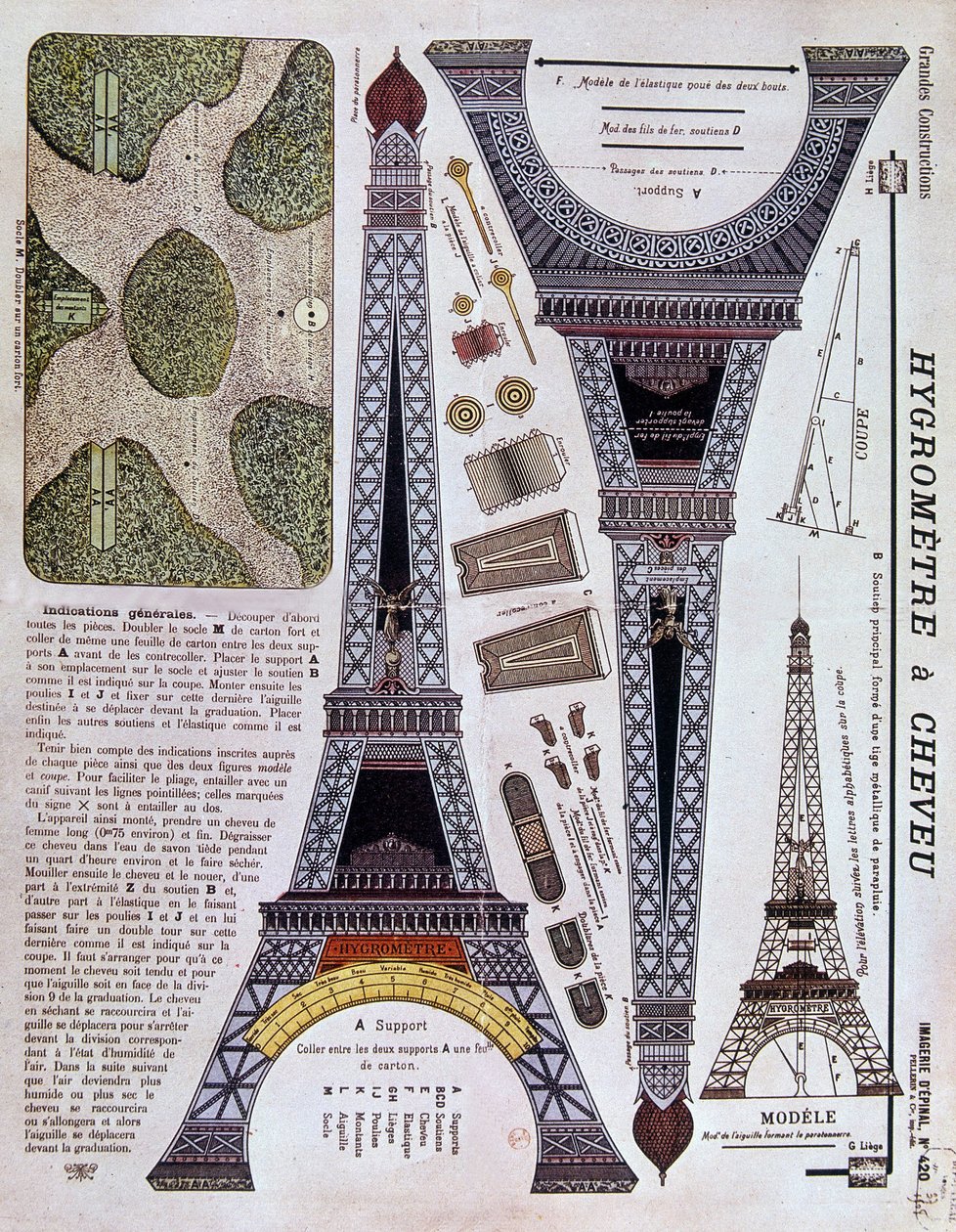 Epinal billeddannelse nummer 420 (Grande Construction) fra 1908 på Eiffeltårnet. af French School