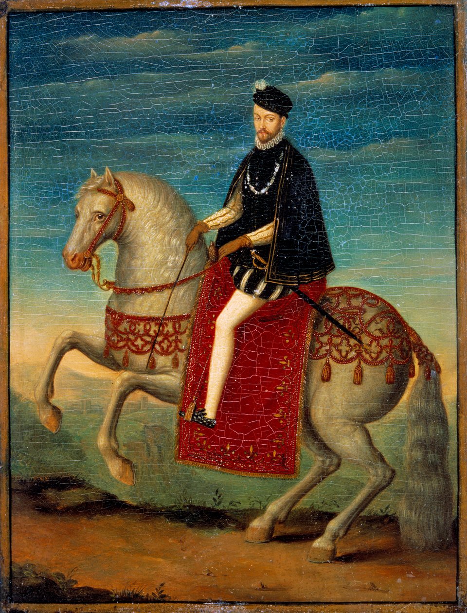 Rytterportræt af Karl IX (1550 - 1574). Anonymt maleri af den franske skole af French School