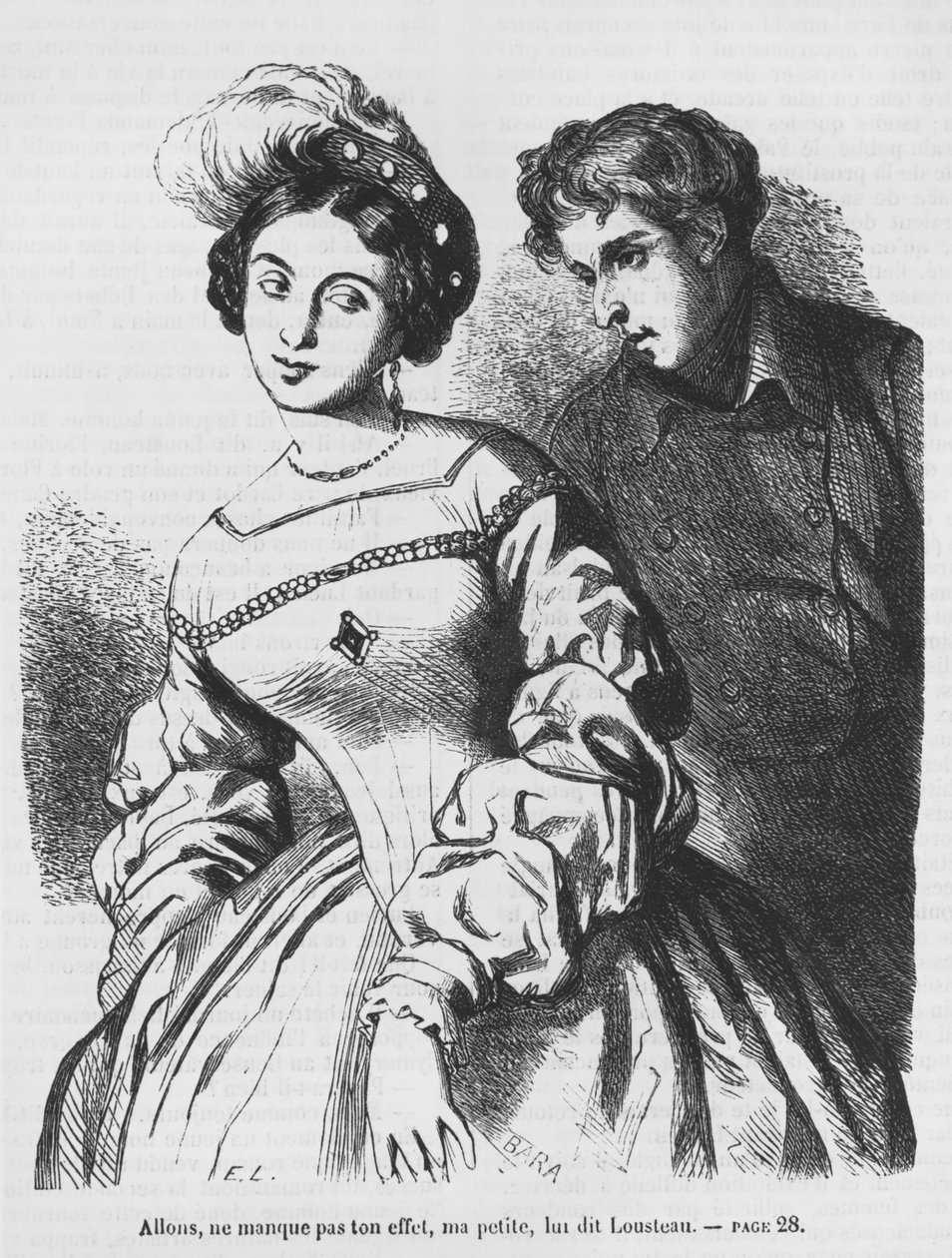 Etienne Lousteau taler til en skuespillerinde, illustration fra 