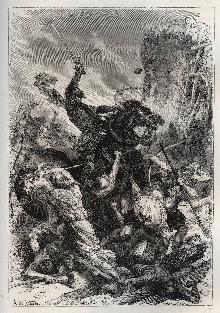 Eudes (Odon) (860-898), frankernes konge, leder kampen mod normannerne og forsvarer sejrrigt Paris (860-887) - Eudes (852-898) i kamp mod normannerne - "Frankrigs historie fortalt til mine børnebørn”” - af Francois Guizot - 1872-1876 af French School