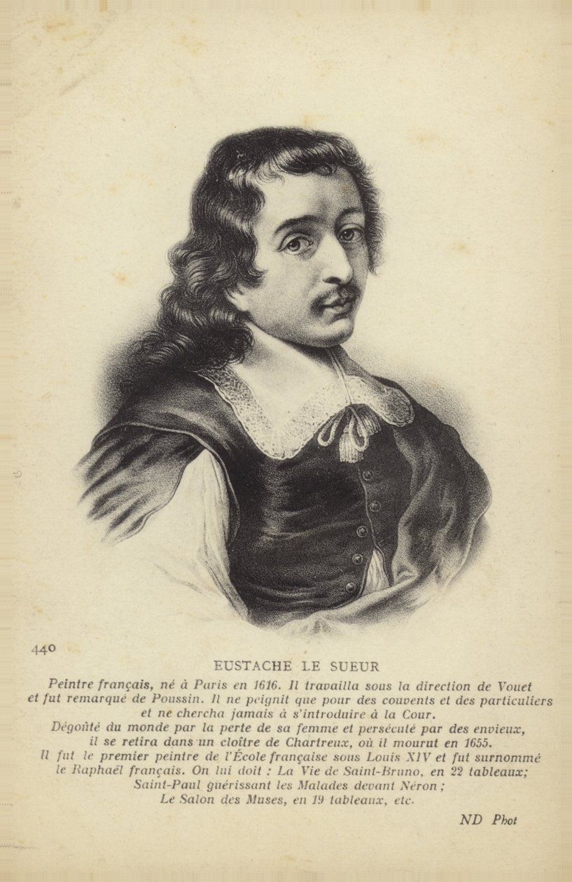Eustache Le Sueur, fransk maler (litografi) af French School