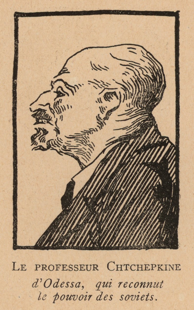 Evgenii Shchepkin, russisk professor, der anerkendte den sovjetiske magt i Odessa (litografi) af French School