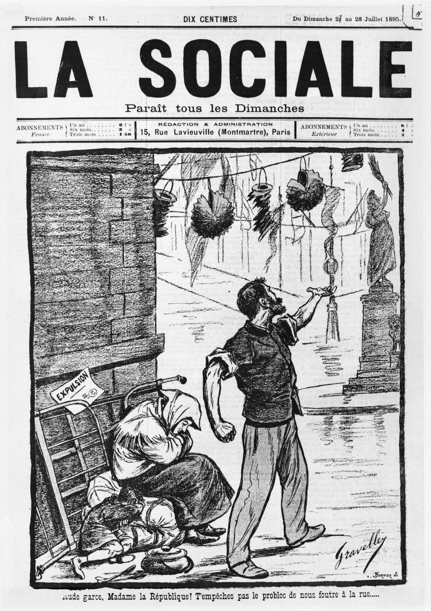 Udsættelse, forside fra La Sociale, 21.-28. juli 1895 af French School