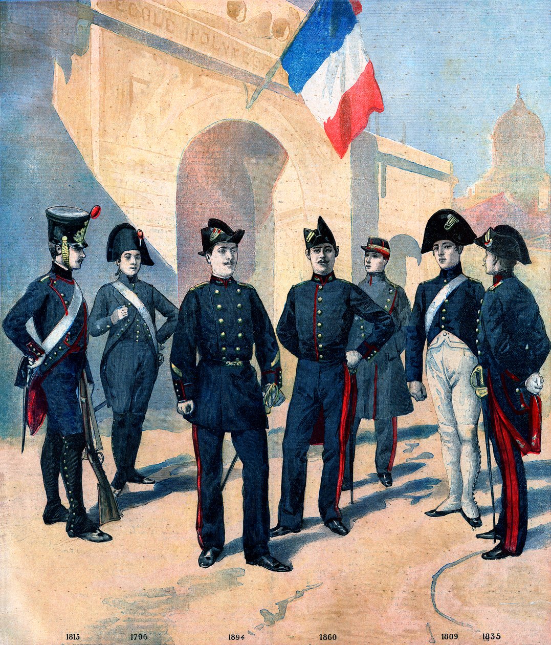 Udvikling af uniformen til eleverne på Ecole Polytechnique de Paris og deres bicorne mellem 1796 og 1894 af French School