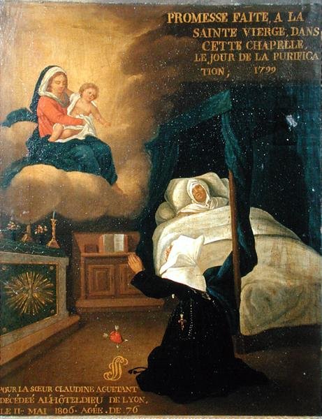 Ex voto for søster Claudine Aguetant, der døde på det generelle hospital i Lyon af French School
