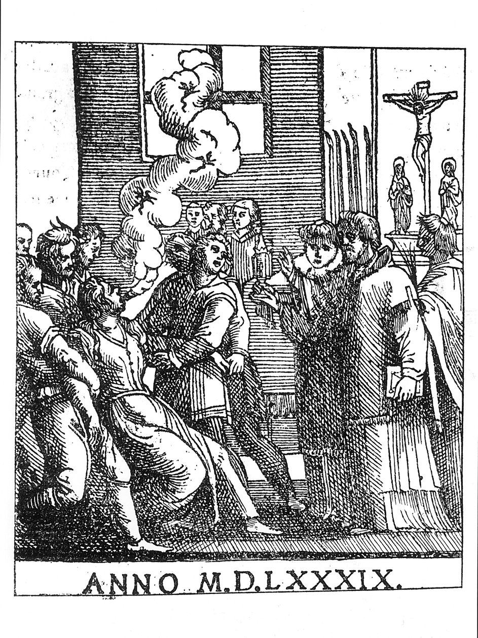 Uddrivelsesscene i 1589 af French School