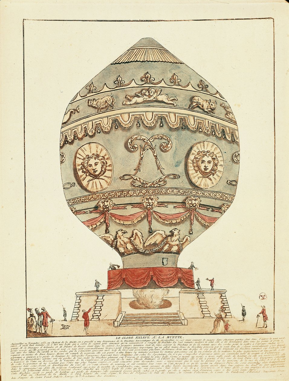 Eksperiment af Montgolfier-brødre med luftballon på La Muette Slot, 21. november af French School