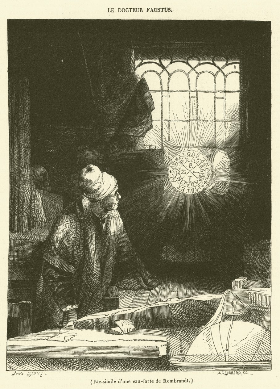 Faksimile af et kobberstik af Rembrandt af French School