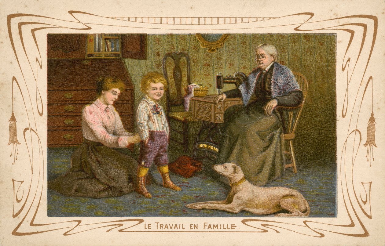 Familiearbejde (chromolitho) af French School