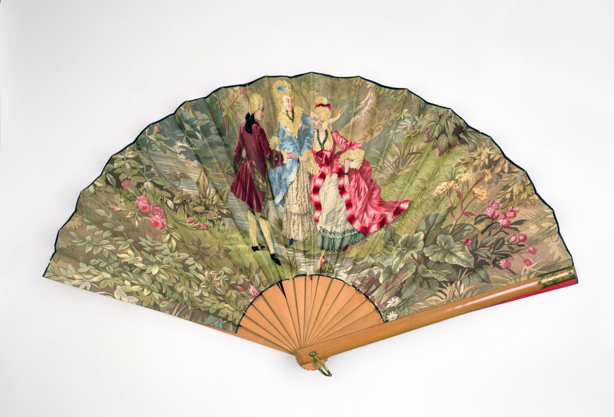 Ventilator, ca. 1870-1900 (træ, silke, hør, messing) af French School