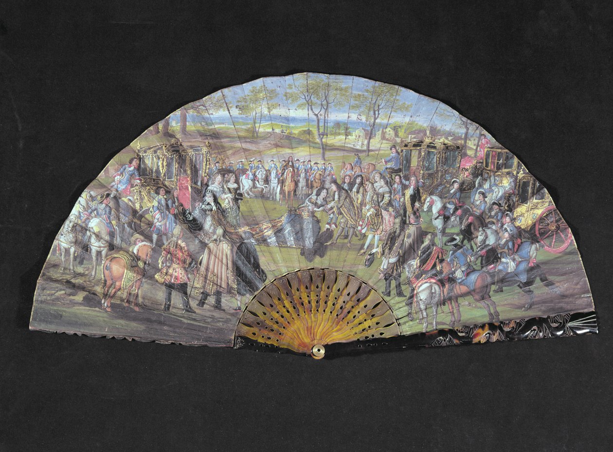 Fan skildrer ægteskabet mellem Ludvig af Frankrig (1638-1715) og Marie-Anne de Baviere (1660-90) i Vitry-le-Francois i 1680 (wc på papir) af French School