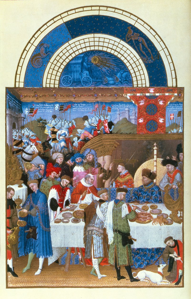 Faksimile af januar: banketscene af brødrene Limbourg, fra Tres Riches Heures du Duc de Berry (for original se 8433) af French School