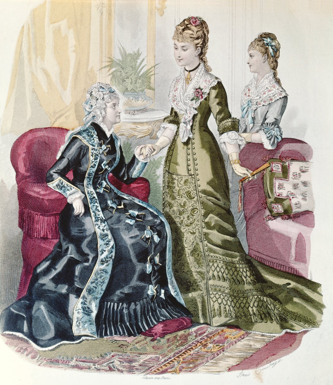 Fashion of the Second Empire, fra La Mode Illustrée af French School