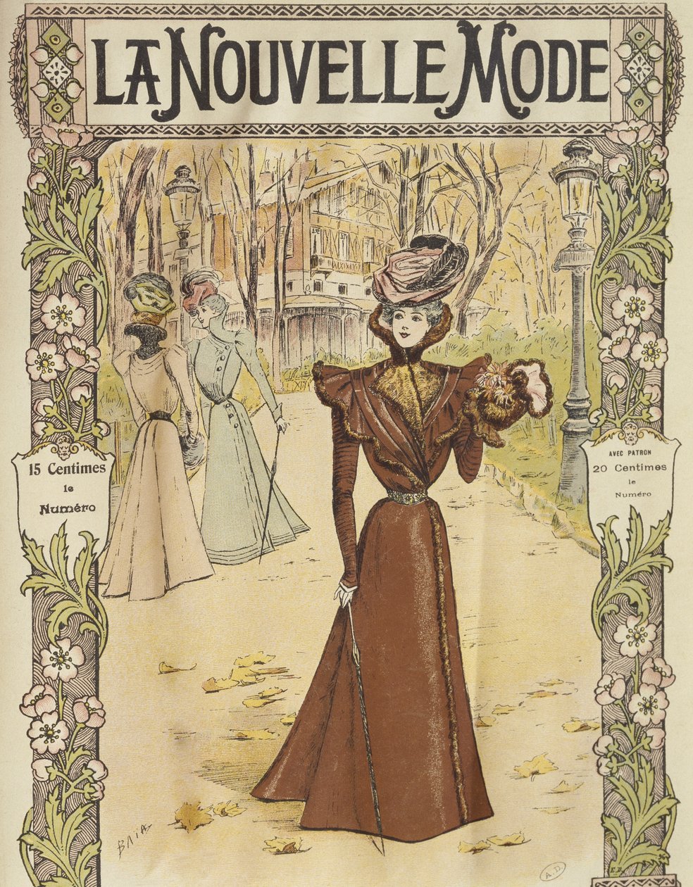 Modeplade, omslagsillustration fra La Nouvelle Mode, 12. december 1897 af French School