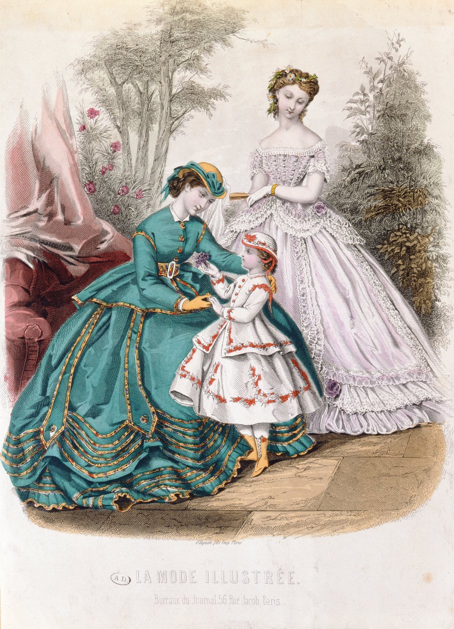 Modeplade fra La Mode Illustree, 1865 af French School
