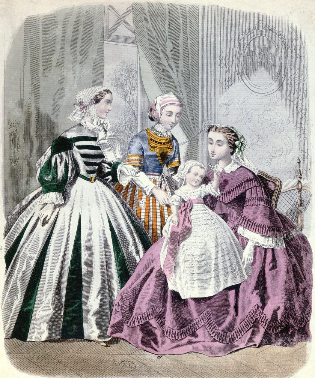 Modetallerken fra Le Monde Elegant 1859 (farvegravering) af French School