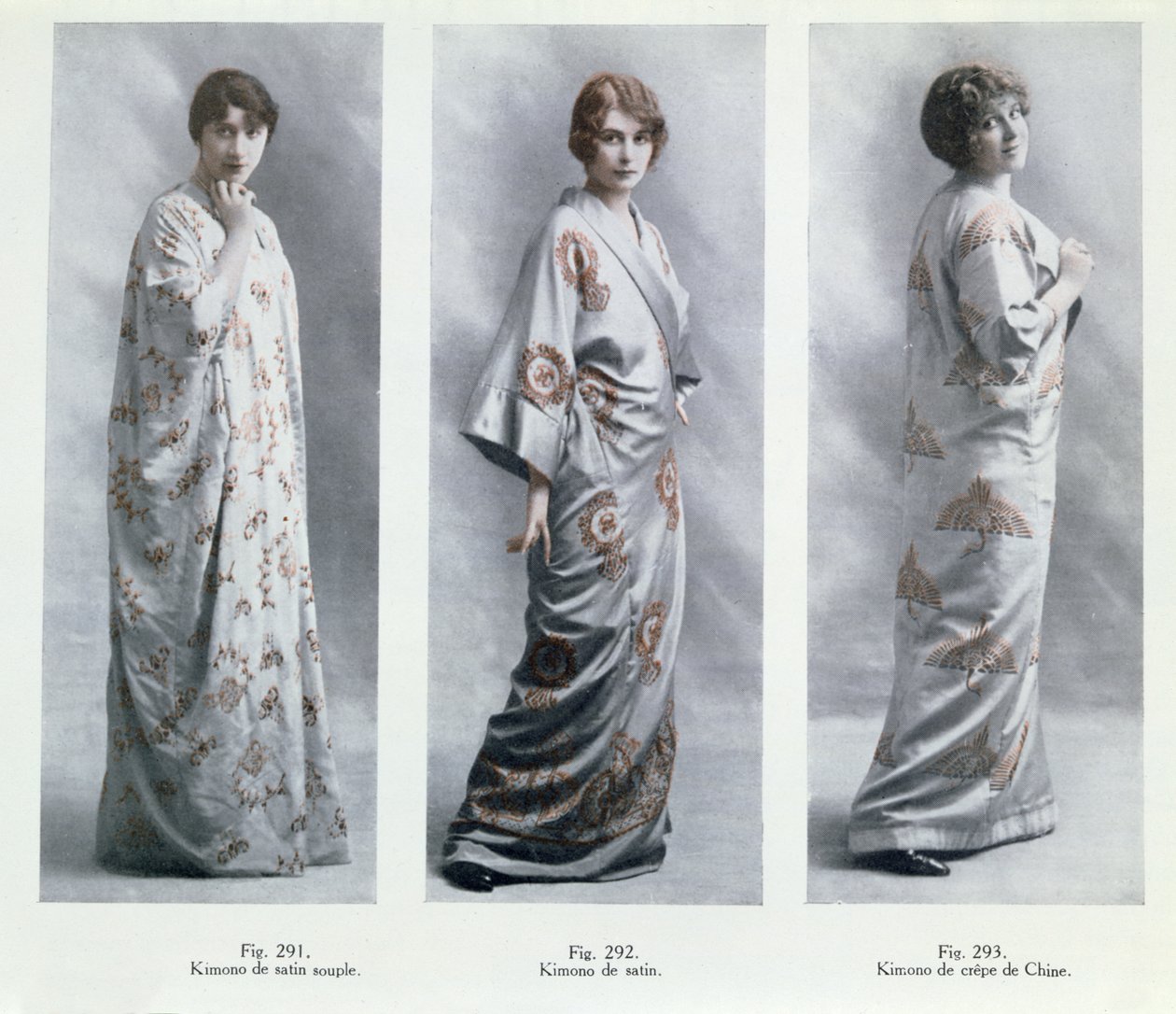 Modeplader, der viser design til kimonoer, illustrationer fra Le Jardin des Modes Nouvelles, 15. april, 1913 af French School