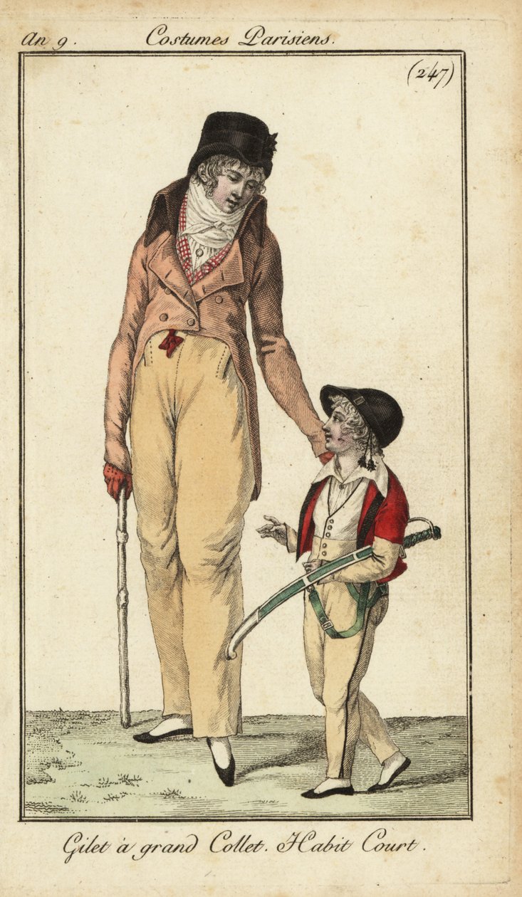 Moderigtig gentleman eller Incroyable with cdgel, Paris af French School