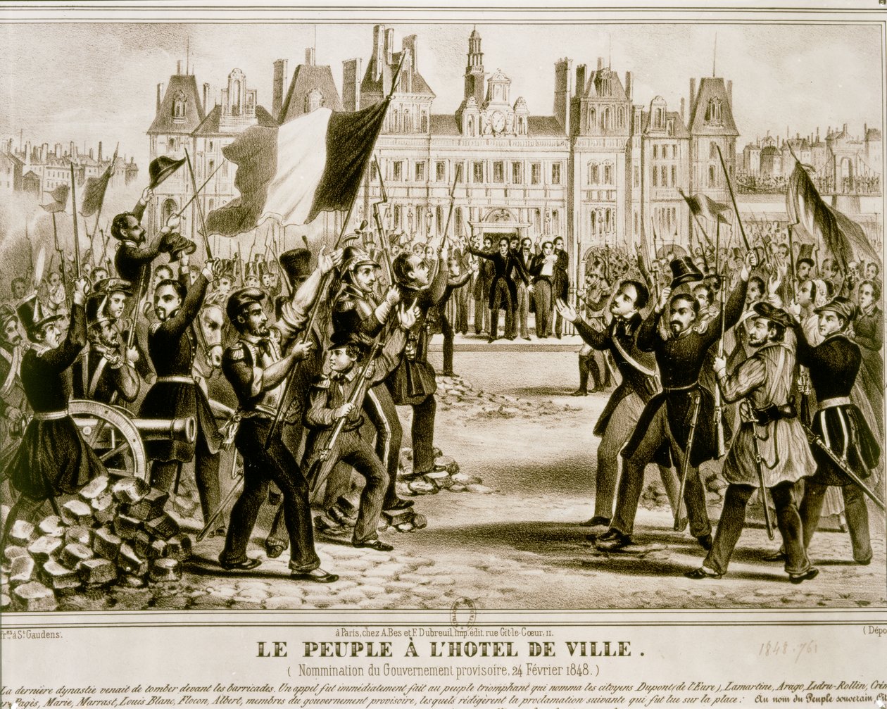 Februarrevolutionen 1848 (litografi) af French School