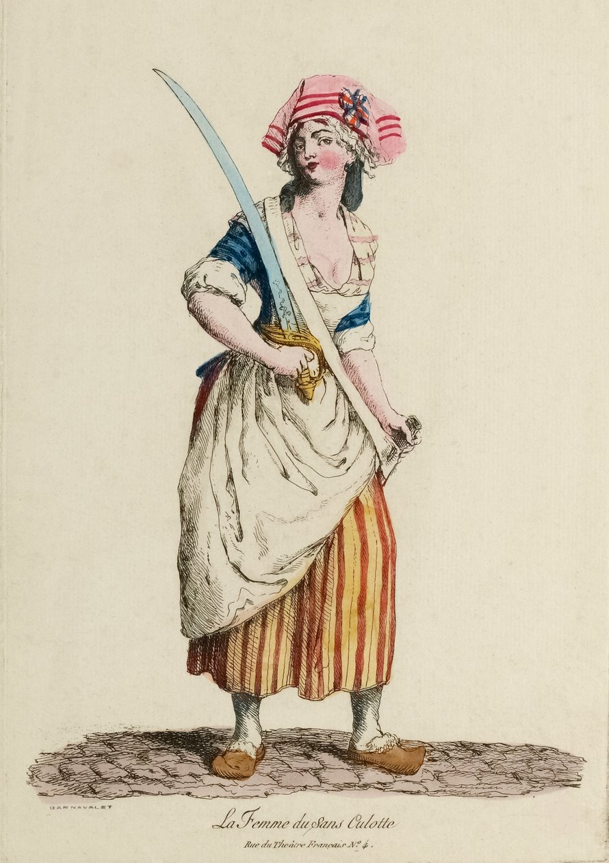 Nainen Sans-Culotte, n. 1792 (kaiverrus) af French School