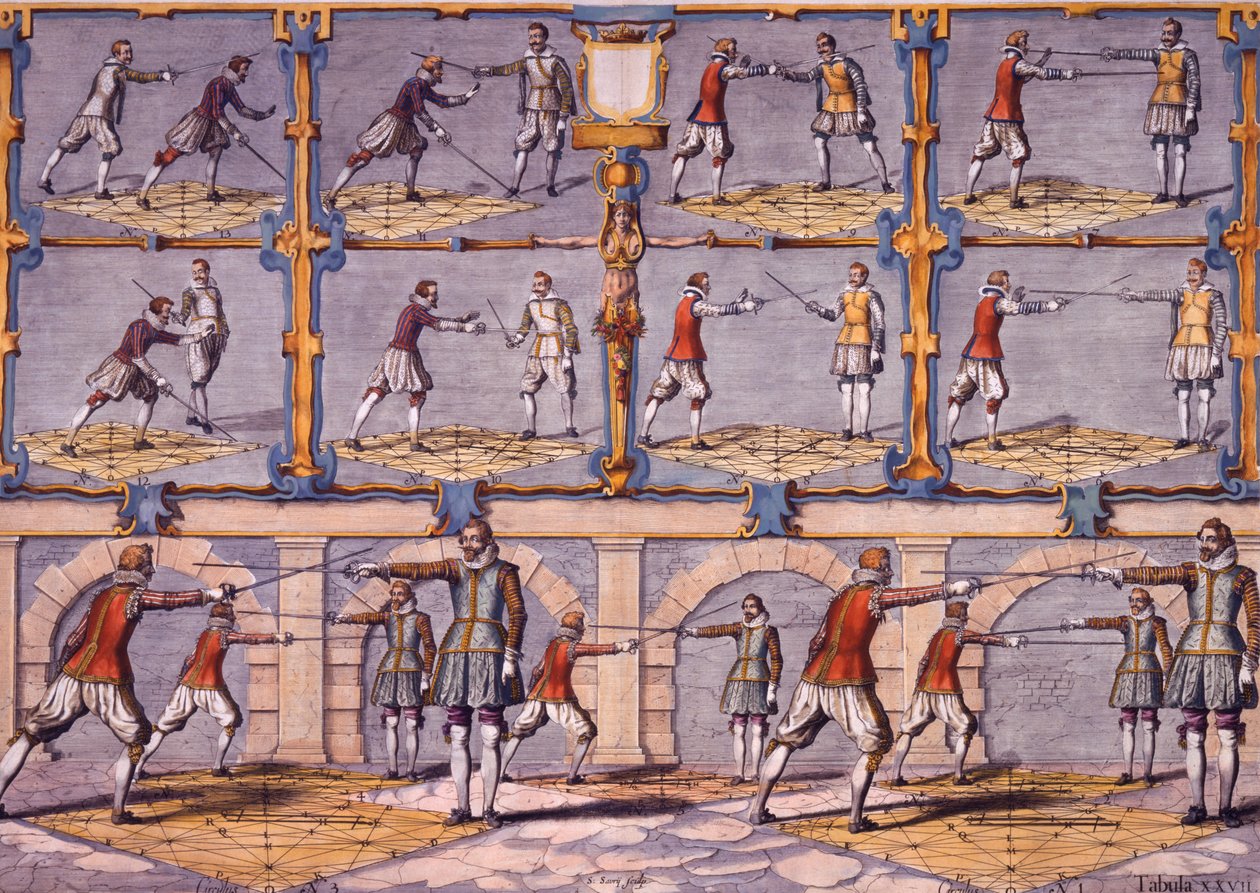 Fægtning, fra Academie de lEspée af Girard Thibault, udgivet 1628 af French School