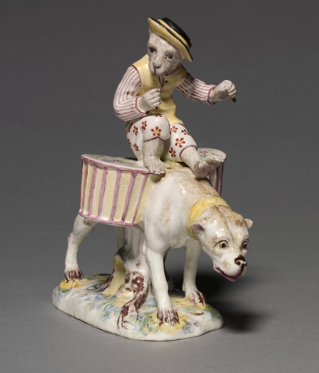 Figur af en abe på en hund, fabrikant Mennecy-Villeroy Factory, Frankrig, ca. 1760 af French School