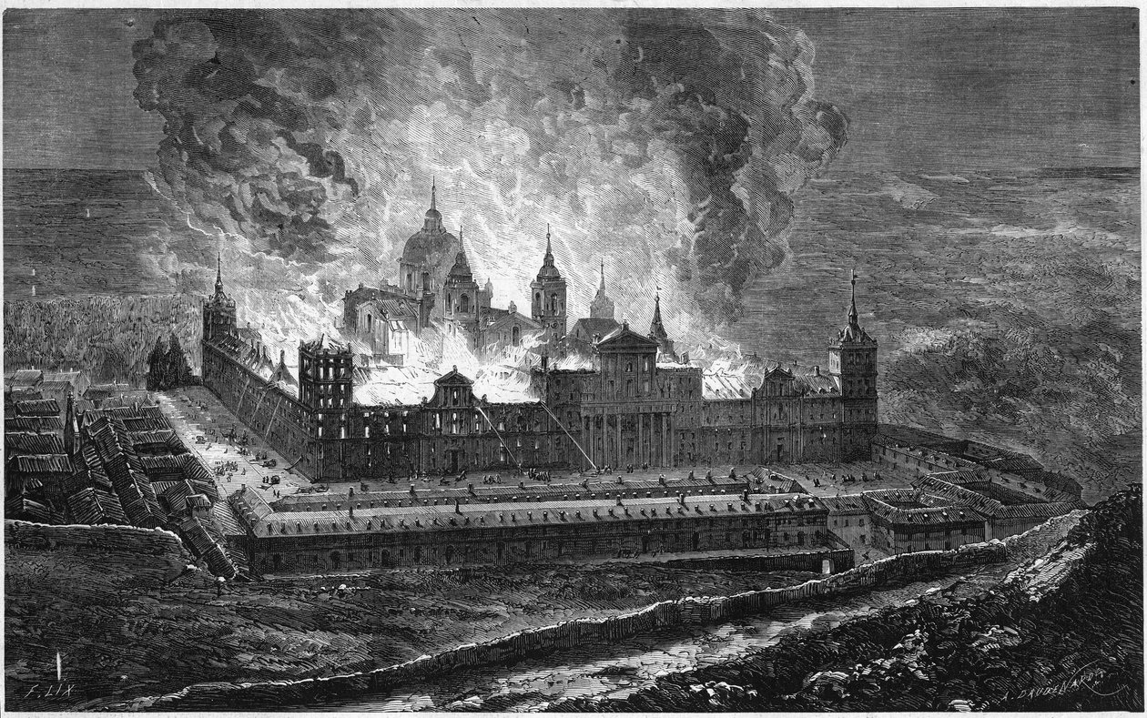 Brand i Escorial Palace den 2. oktober af French School