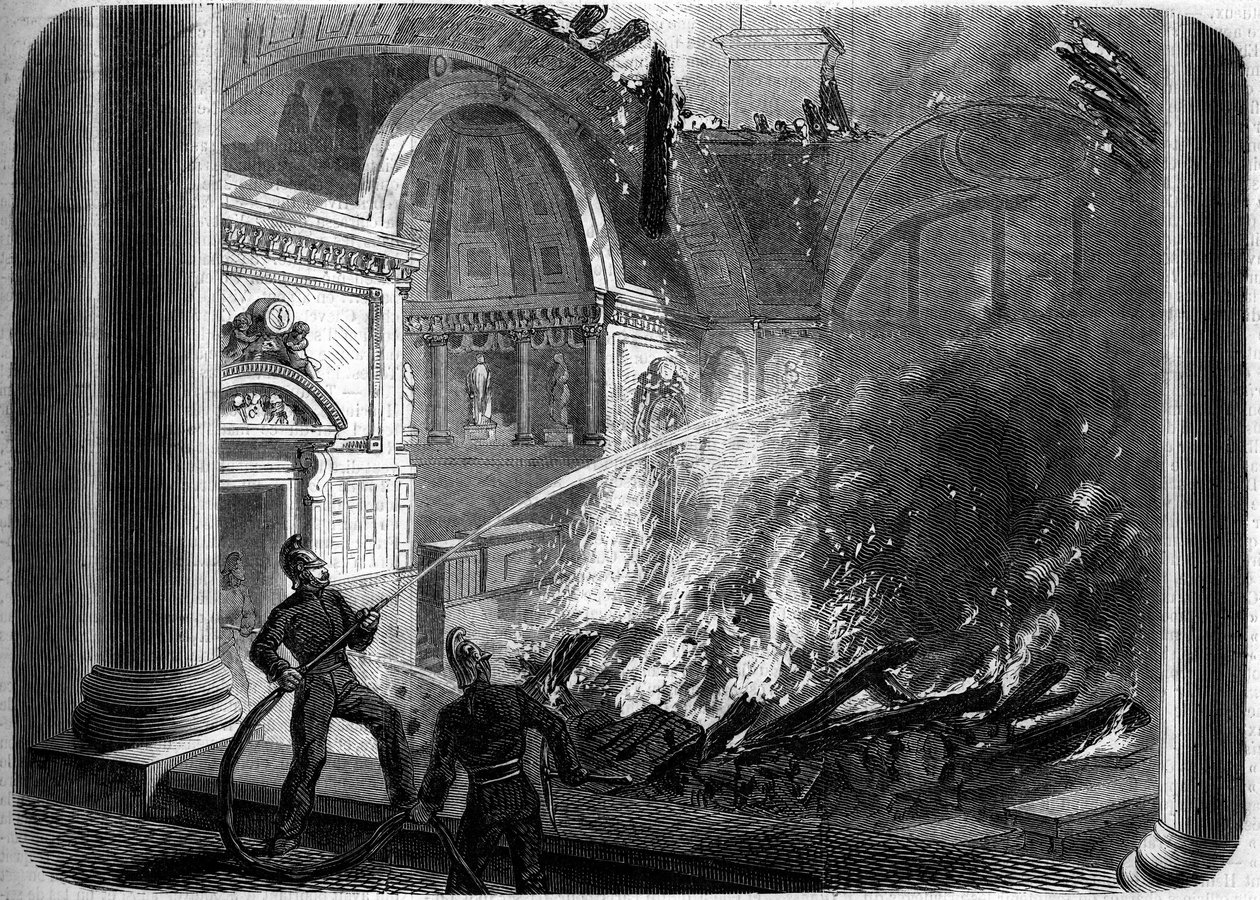 Brand i Senatets kammer, Palais du Luxembourg, Paris, 27. oktober af French School