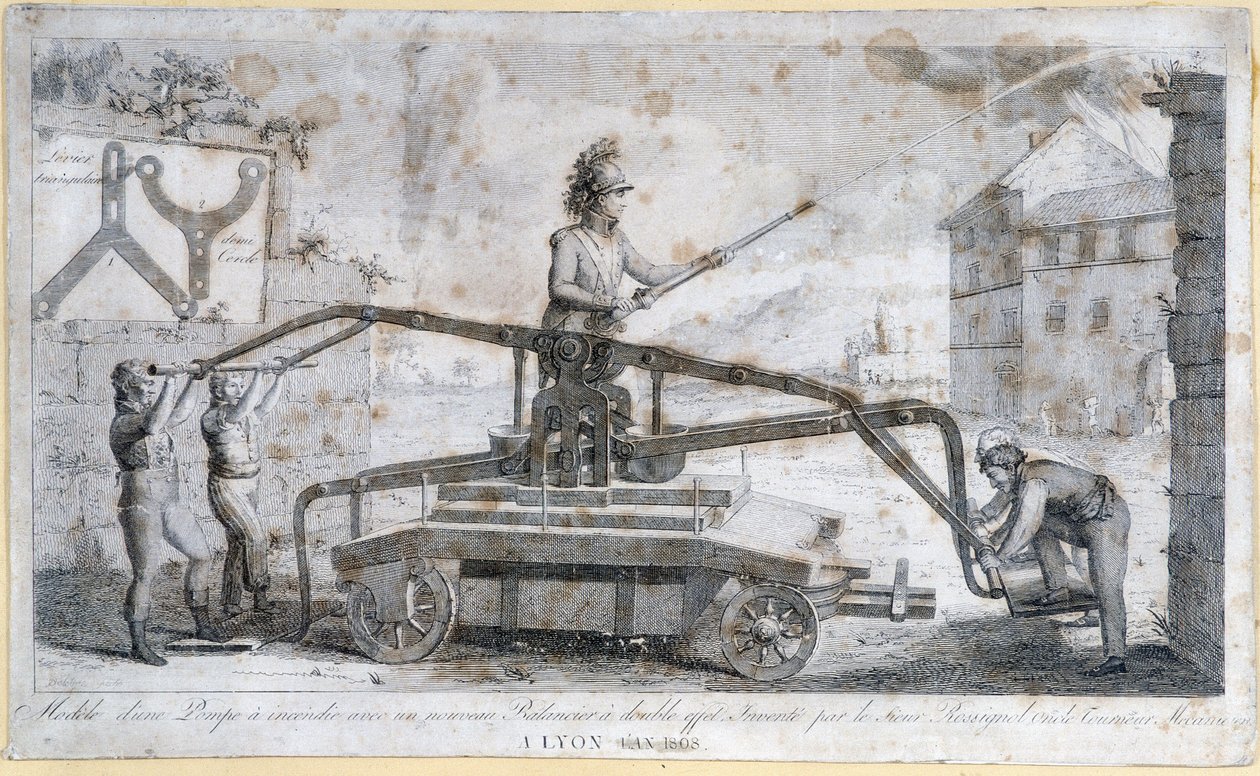 Brandpumpe i Lyon i 1808 af French School