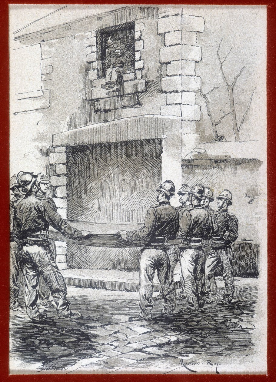 Brandmænd, The Rescue Blanket, n.d. begyndelsen af ​​det 19. århundrede. af French School
