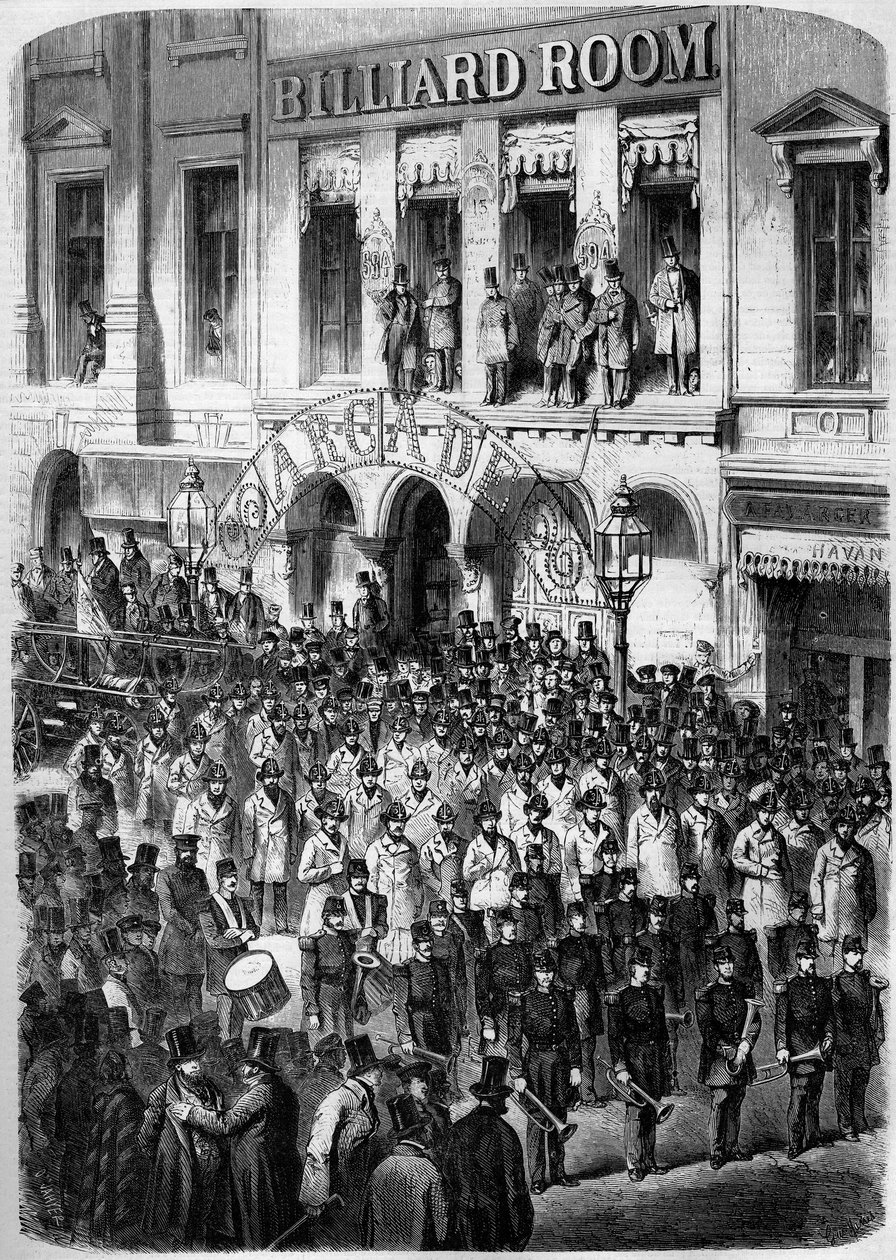 Brandmænd i New York (New York) forbereder sig på at tage til Washington for at lykønske den nye præsident for Unionen (James Buchanan af French School