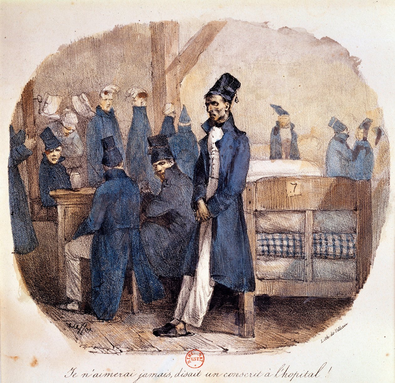 Første kejserdømme: "De værnepligtige på hospitalet i 1809" Paris, B.N. af French School