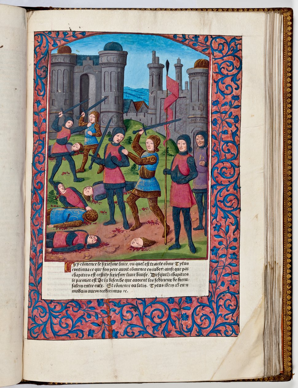 Første jødisk-romerske krig i Jerusalem, 70 e.Kr. (håndfarvet tryk) af French School