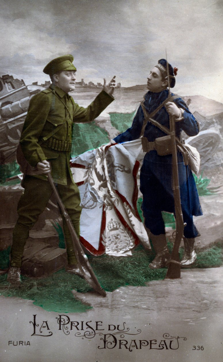 Første Verdenskrig: "Flaget" postkort 1914 (foto) af French School