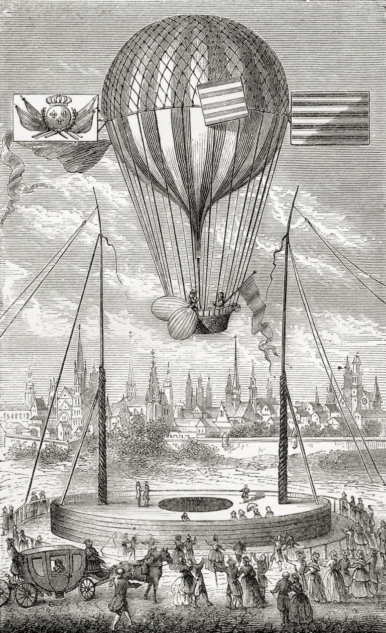 Første flyvning med en styrbar ballon, fra Dijon, 12. juni 1784, fra 