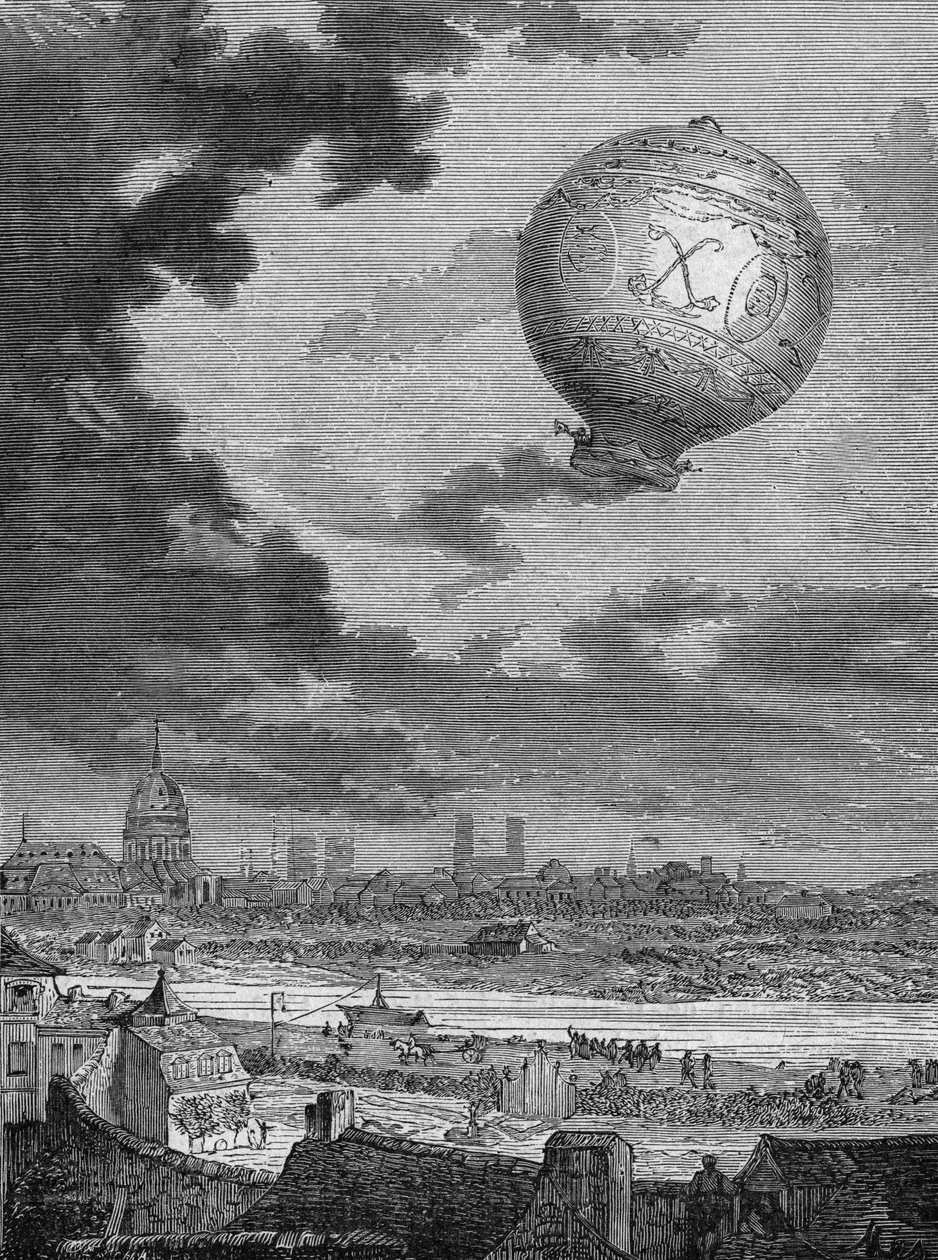 Første Montgolfier-tur ved Pilatre de Rozier og Marquis d