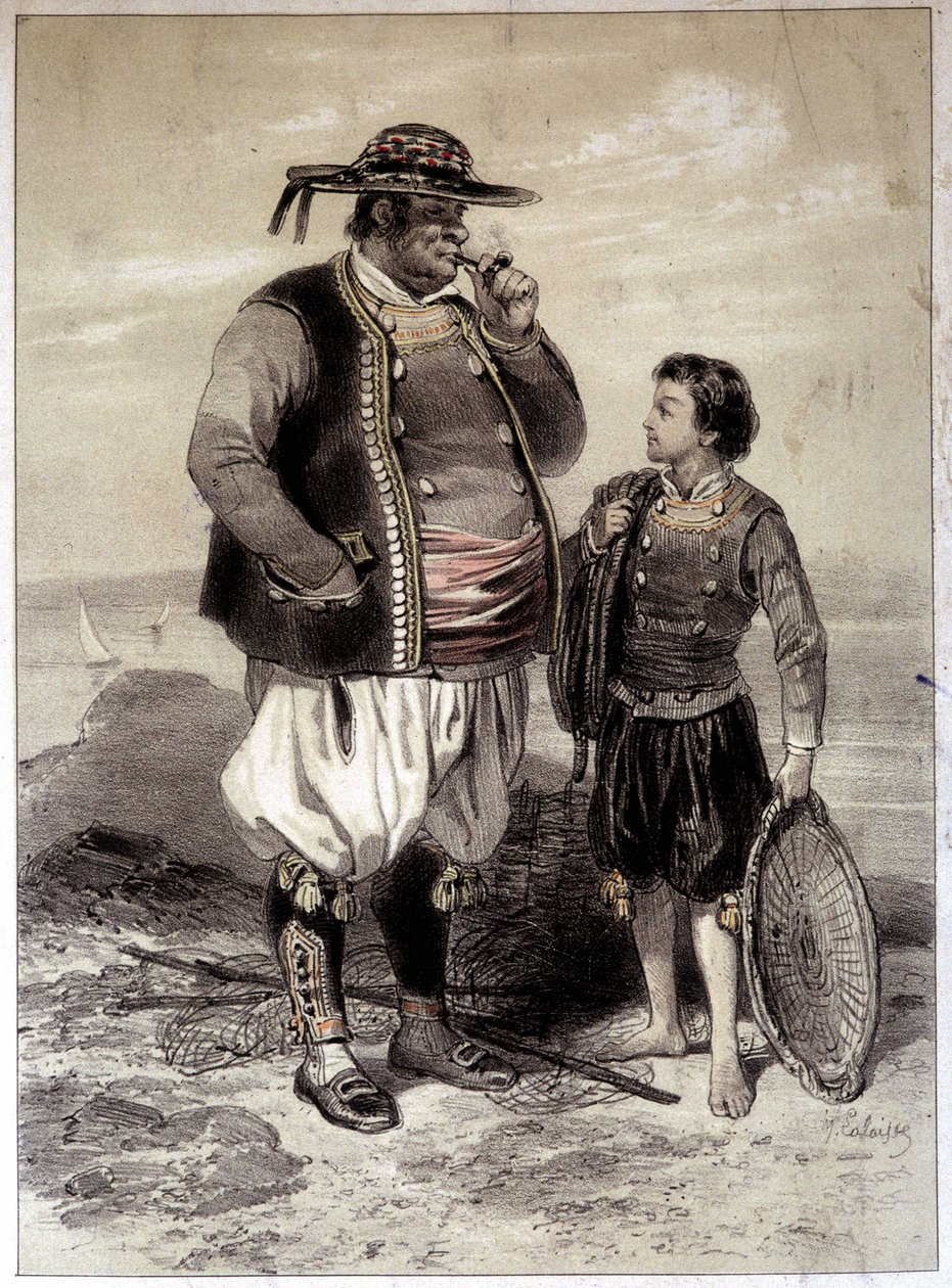 Fiskere i Douarnenez, ca. 1855 af French School