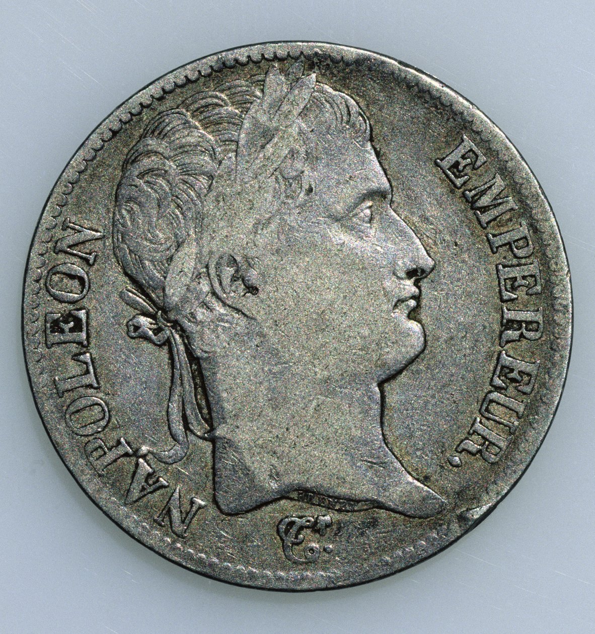 Fem franc mønt, med hovedet af Napoleon (1769-1821) 1811 (recto) af French School