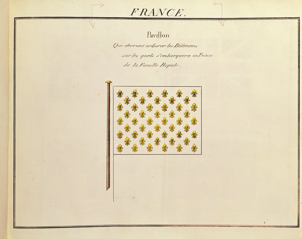Flag af en prins af den kongelige familie, fra Pavillons des Puissances Maritimes (farvegravering) af French School