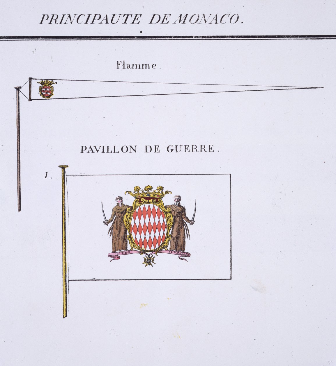 Flag fra Monaco, fra en fransk bog med flag, ca. 1819 af French School