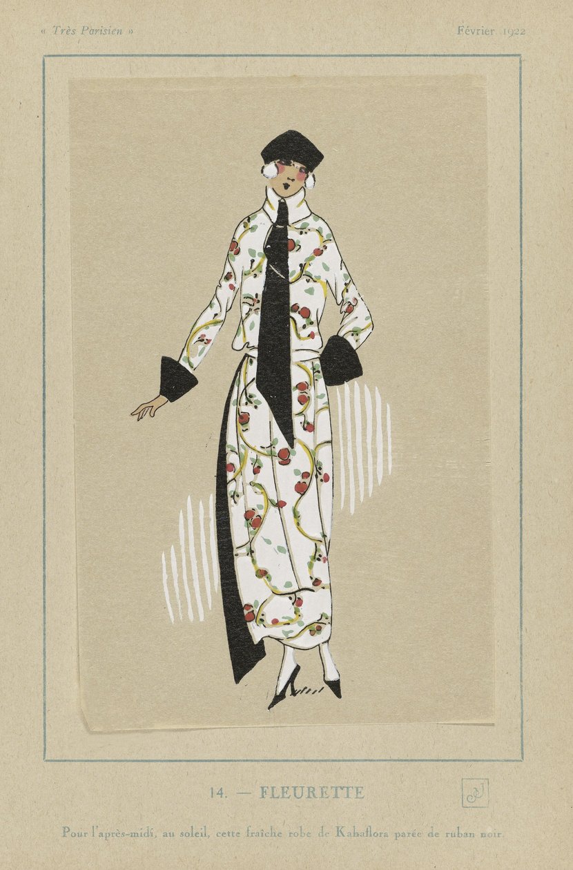 Fleurette, fra Tres Parisiens, pub. 1922 (stenciltryk) af French School