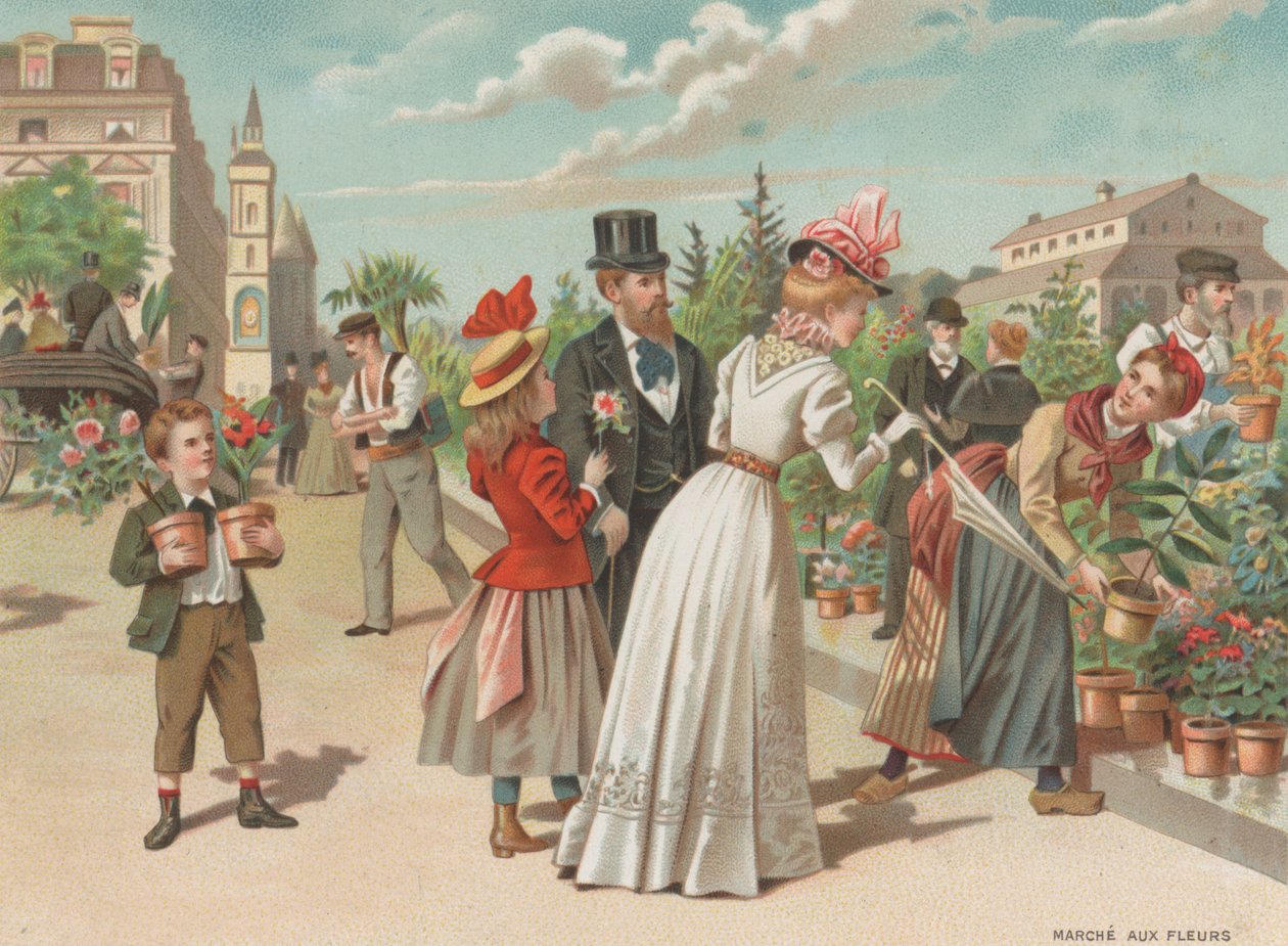 Blomstermarked (chromolitho) af French School
