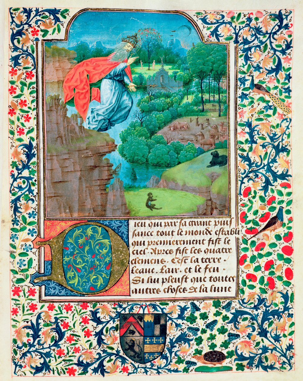 Fol.1 The Creation of the World, fra Traite de Medecine af Aldebrande de Florence, 1356 af French School