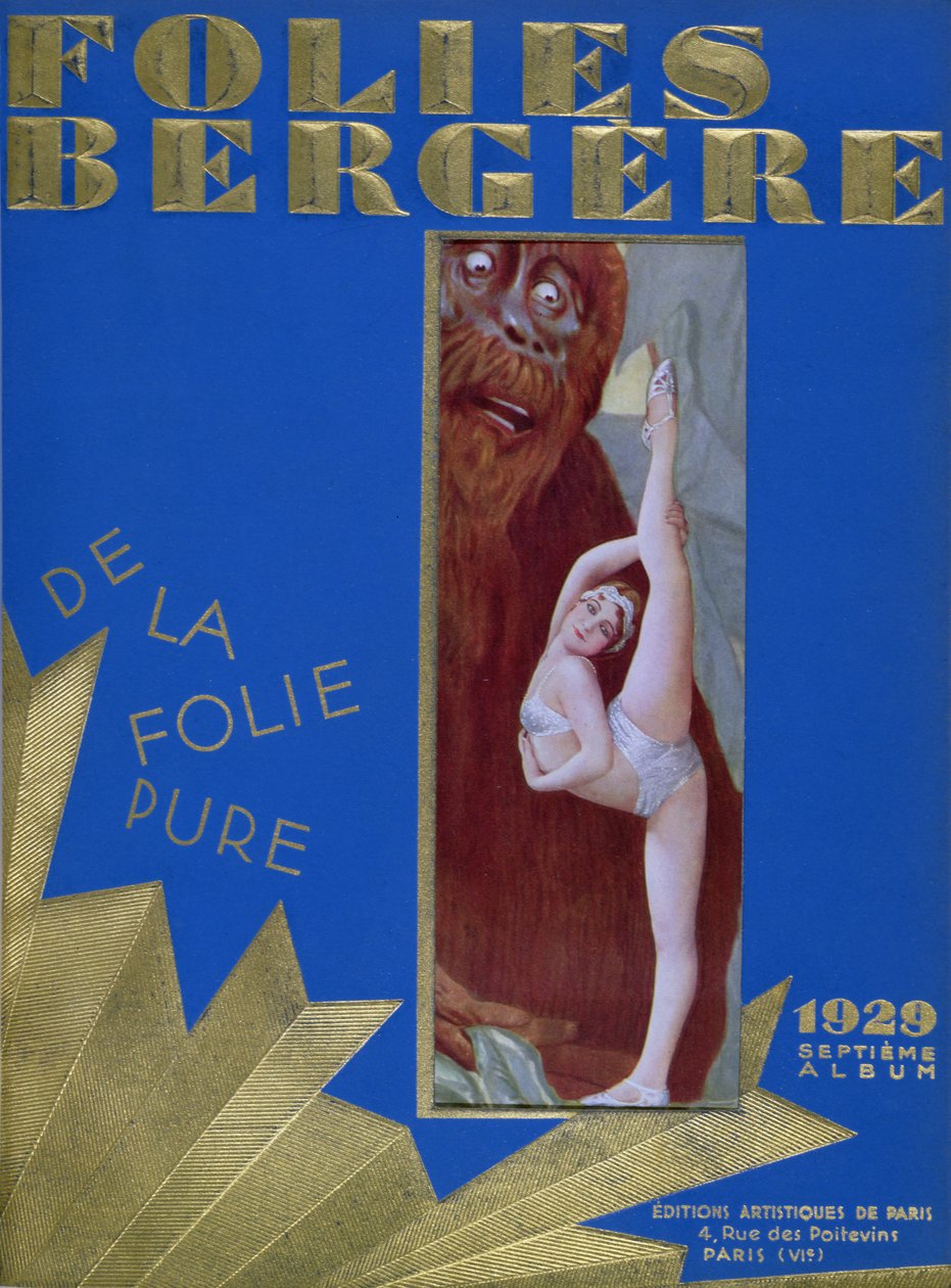 Folies Bergere Program for revyen De la Folie Pure, inspireret af filmen King Kong, og med Glenn Ellyn i hovedrollen, 1929 af French School