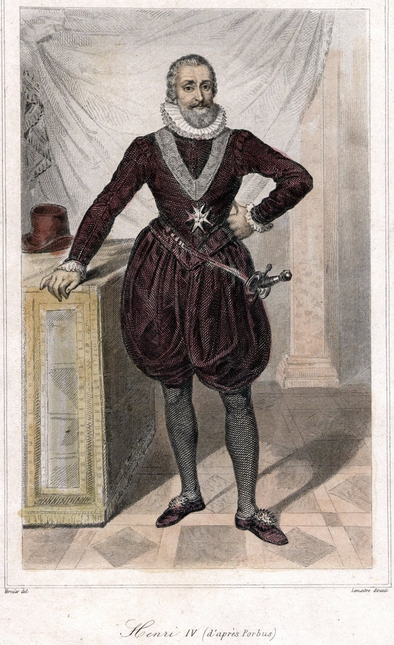 Fodportræt af Henri IV (1553 - 1610) med et sværd. af French School